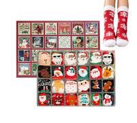 24 Pairs Christmas 2025 - Polyester 37 x 25 x 5 cm | Countdown Box 24 Days with 12 Pairs of Colourful | Festive Gift for Women, Men, Boys