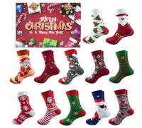 24 Pairs Christmas 2025 - Polyester 37 x 25 x 5 cm | Countdown Box 24 Days with 12 Pairs of Colourful | Festive Gift for Women, Men, Boys