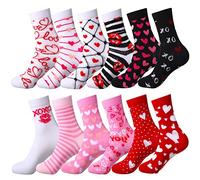 24 Pairs Holiday Socks Valentine's Day St. Patrick's Day Easter Print Socks Cute Soft Gift Socks Bulk for Women Men Girls (Heart Style)