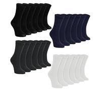 24 Pairs Multipack Kids School Socks | Knitted Plain Cotton Socks in Black/White/Grey/Navy for Boys and Girls (11-14 Years, Assorted)