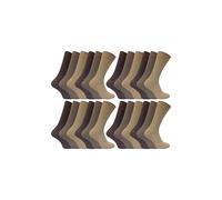 24 Pairs Multipack Ultimate Comfort 100% Cotton Socks Sock Snob Brown 6-11