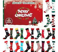 24 Pairs of Christmas Socks Advent Calendar For Children,Advent Calendar 2026 Christmas Socks,Warm Soft Xmas Sock 24 Days Xmas Countdown, Multicolor Breathable Sock Advent Calendars for Men Women (B)