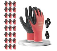 24 pairs of Ogrifox work gloves and a FUZZIO® clip glove holder (XL - 10, Red)