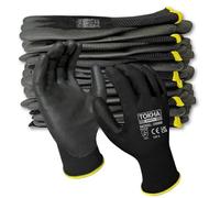 24 Pairs Palm-Coated Safety Work Gloves - Firm Grip Non-Slip PU Coated Builders' Protective Gardening Gloves - Lightweight Breathable EN388 Mechanic Working (S (7))