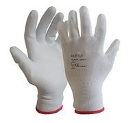 24 Pairs White PU Coated Nylon Safety Work Gloves Builders Mechanic Construction Grip (Medium)