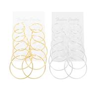 24 Pairs Women’s round Beading Hoop Earrings Alloy Set
