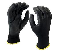24 Pairs Work gloves PU Palm Dipped Black Nylon General Handling Work Gloves, Gardening, Builders, Mechanic (L-9)
