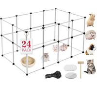 VISCOO 24 Panels Portable Small Animals Playpen,48" x 24" x 28" Transparent Pet Playpen,Plastic Enclosure,Puppy Play Pen for Indoors Outdoor Pet Fence for Guinea Pigs,Bunny,Ferrets,Hamsters,Hedgehogs
