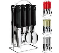 24 PC CUTLERY SET STAINLESS STEEL WITH STAND ON RACK (WHITE)