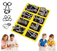 24-Pc Metal Montessori Puzzle Set, 3D Montessori Metal Puzzles Set for Adults, Iq Games Physics Mind metal, Interlock Challenge Setv for Home Party Fun and Skill Building (A set)