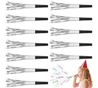 24 PC Silver Party Favors Party Blowers for Adults Party Horns Birthday Blowers Noisemakers Blowouts Whistles Metallic Fringed Party Blower for Birthday Sporting Events Graduation