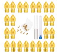24 Pcs 0.2/0.3/0.4/0.5/0.6/0.8/1.0mm Brass MK8 3D Printer Nozzles Extruder