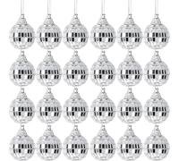 24 Pcs 1.2 Inch Silver Mirror Disco Balls, Christmas Tree Decorations, Baubles Hanging Ornament for Party, Wedding, Home Decoration, Stage Props, Xmas