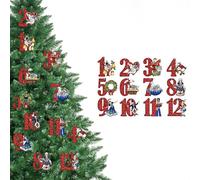 24 Pcs 12 Days of Christmas Ornaments 12-Days of Christmas Wooden Hanging Ornament,Retro Twelve Days Xmas Gift Rustic Wooden Tree Hanging Pendants Vintage Christmas Tree Ornament (A)