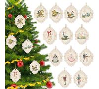 24 Pcs 12 Days of Christmas Ornaments Vintage Wooden Christmas Tree Decorations Rustic Cute Christmas Ornaments Set for Holiday Party Supplies Xmas Tree Wall Decor Gifts