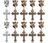 24 Pcs 12 sets Alloy Saint Michael Connectors and Pardon Crucifix Cross Pendants set - Perfect for Michaels Crafts Store DIY Necklaces, Prayer Beads, Rosary, and Also a Gift for Easter and Christmas