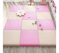 24 Pcs 12x12x1in Extra Thick Foam Puzzle Play Mat Foam Interlocking Floor Tiles(Beige+pink)
