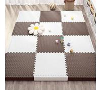 24 Pcs 12x12x1in Extra Thick Foam Puzzle Play Mat Foam Interlocking Floor Tiles(White+coffee)