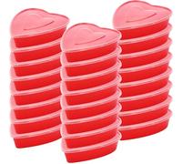 24 Pcs 17 Oz Valentine's Day Heart Shaped Container Plastic Seasoning Containers Box Food Storage Containers with Clear Transparent Lids Reusable Dessert Box for Valentine Fruit Vegetable (Red)