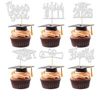 24 PCS 2026 Graduation Cupcake Toppers Glitter 2026 Graduation Cap Diploma Congrats Grad Finnaly I Did It Cupcake Picks 2026 Grad Theme Party Cake Decorations Supplies Silver