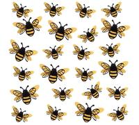 24 Pcs 3D Bee Stickers, 2 Sizes Double Layer Glitter Honey Bee Wall Decals Cute Yellow 3D Bumble Bees Stickers for Classroom, Party, Home Room Window Cling Decor, Themed Party Decorations