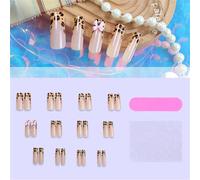 24 Pcs 3D Bows Acrylic Nails Leopards Print Full Covers Stick On Nails French Tip Press On Nails Glossy False Nails