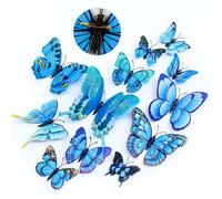 24 Pcs 3D Butterfly Wall Decorations, Spring with Safety Pins, Hanging for Home Birthday Tea Garden Party (2.36-4.72 Inch) (blue)