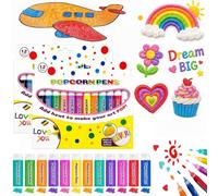 24 PCS 3D Popcorn Pens for Kids 12 Vibrant Colours Heat Activated Puffy Pen | Magic Bubble Drawing, Art & Craft Graffiti, Scrapbooking & Cards, Ages 5+