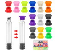 24 Pcs 3ml Cartridge Caps, 12 Different Colors, Use for 3ml Pen Cartridges(12mm X 64mm), Leak, Proof Dust & Resistant Lids Cover