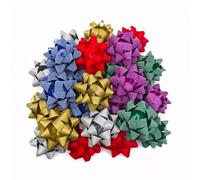 24 PCS 4 Inch Exquisite Star Bows for Gift Wrapping - Self-Adhesive Christmas & Birthday Bows in 6 Colors (Gold, Silver, Red, Green, Blue, Purple) - Craft, Party Decor, Present Supplies