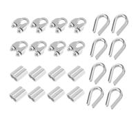 24 Pcs 5/16" Wire Cable Clamps Ferrule Kit 8 Pcs Aluminum Crimping Loop Sleeves 8 Pcs Cable Clamp 8 Pcs 304 Stainless Steel Thimbles Rigging M8(M8(5/16"))