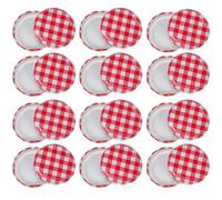 24 Pcs 65mm Jam Jar Covers Replacement Lids,Twist-Off Replacement, Jam Jar covers Red Checkered Replacement Screw Caps for Honey, Marmalade, Pickles, Yogurt, Spice Storage