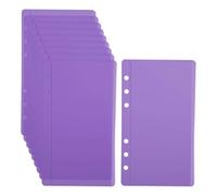 24 Pcs A6 Binder Pockets Pouches Zipless Budget Envelopes 6 Ring Cash Binder Inserts Sleeves PVC Bill Sheet Protector Money Folder Organizer Loose Leaf Filing Bags for Photos Cards Bills Purple