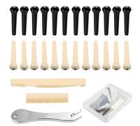 24 Pcs Acoustic Guitar Bridge Pins with Bridge Pin Puller Remover & Guitar Bridge Saddle Nut, Guitar Pegs Replacement Parts and Accessories