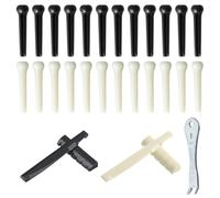 24 PCS Acoustic Guitar Pegs,Comes with 1pc White Nut String,1pc Black Nut String,1pc Metal Stringer,Suitable for Guitar Parts Accessories (White and Black)