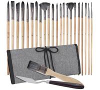 24 Pcs Acrylic Art Paint Brushes Set for Watercolor, Acrylic, Oil,Nail Brush, Rock Painting, 24 Different Sizes with Organizing Case for Artists, painter, Amateurs