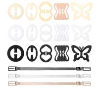 24 Pcs Adjustable Anti-Slip Bra Strap Clips Bra Strap Clips Bras Straps Holders to Make Racerback Back Conceal Buckles for Cleavage Control and Shoulder Comfort for Full Cup Size (Black/White/Beige)
