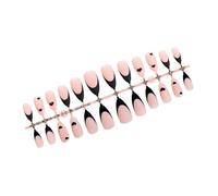 24 PCS Almond False Nail French Tips Pressing on Heart Decorative Nails Artificial Nail Manicure Everyday Wear Easy Application
