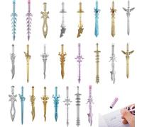 24 Pcs Ancient Sword Pens Set, 12 Styles Fantasy Gel Ink Pens with Black Ink, Novelty Writing and Collectible Gifts