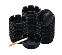 24 Pcs Ashtray Set Round Ash Trays, Black Melamine Ashtrays