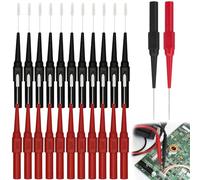 24 PCS Automotive Back Probe Pins Multimeter Wire Piercing Test Probes with 4mm Female Socket 0.7mm Puncture Needle 30V/10A for Small IC Pins Electronic Testing Red & Black