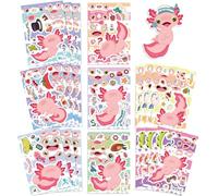 24 PCS Axolotl Stickers, Make an Axolotl Face, for Kids Make Your Own Little Axolotl Stickers，Axolotl Theme Crafts Party Game Cute Party Favors