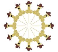 24 Pcs Bachelor Party Cupcake Toppers Hat Beard Bachelorette Hen Funny Glitter Cake Topper Decorations for Bachelorette Funny Theme Party Bridal Shower Wedding Birthday Party Supplies Gold