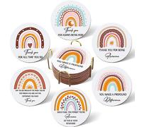 24 Pcs Back to School Thank You Cork Coasters, Inspirational Drink Absorbent Coasters for Teachers Students Classroom Desk Table Protection, School Appreciation Gifts, Wood Color(Rainbow)