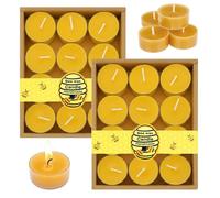 24 Pcs Beeswax Candles,Pure Beeswax Tealights with Cotton Wick,Handmade Bees Wax Candles for Relaxation Air Purification Inviting Atmosphere
