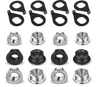 24 Pcs Bike Wheel Axle Nut and Safety Washer Kit 3 Sizes Bicycle Hub Flanged Axle Nut Steel Flange Nuts Wheel Retaining Bicycle Hook Hub Parts for Front and Rear Bike Wheel Accessories Mountain Road