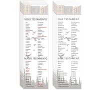24 Pcs Bilingual Bible Spanish English Bookmarkers Reading Christian Religious Bookmarks Book List by Old and New Testament Chapter Bible Guide Fathers Day Church Gifts Inspirational Book Markers