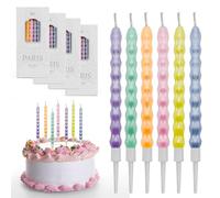 24 Pcs Birthday Candles for Cake, 6 Colors Vibrant Birthday Candles, Long-Lasting Cake Candles Ideal for Birthdays, Weddings, Anniversaries, Baby Showers