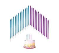 24 PCS Birthday Candles for Cakes, Cake Sparklers with Holders, 13.5CM Long Cake Candles, for Baby Birthday Wedding Party Decoration, Birthday Cake Candles (Purple & Blue)