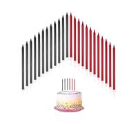 24 PCS Birthday Candles for Cakes, Cake Sparklers with Holders, 13.5CM Long, for Baby Birthday Wedding Party Decoration, Red & Black